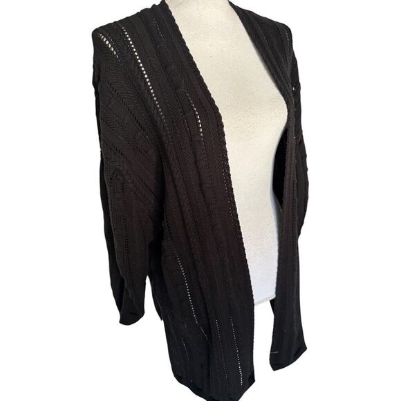 Cotton by Autumn Cashmere Open Pointelle Duster Black Size Large NEW With Tags - Picture 5 of 14